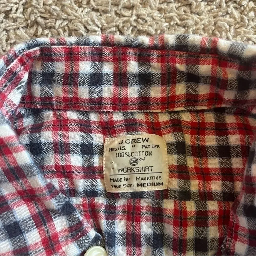 J Crew Men’s Plaid Cotton Workshirt Button Down Medium
